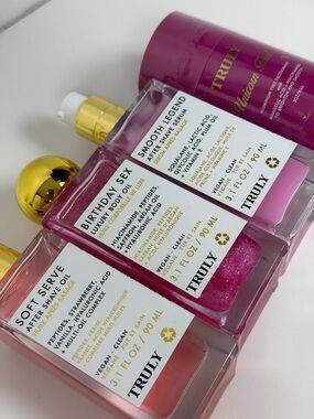 TRULY Pink Luxury Body & Shave Oil Trio - Pink and Gold Accents